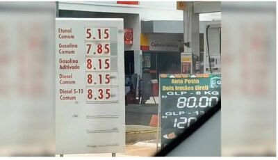 Preço do combustível dispara e gasolina chega a R$ 7,85 no interior de MS