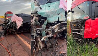 Jovem morre em grave acidente entre carro e caminhão-tanque na MS-376