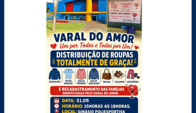 Varal do Amor Realiza Mutirão de Doações Neste Domingo na Poliespotiva em Fátima do Sul