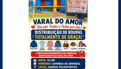 Varal do Amor Realiza Mutirão de Doações Neste Domingo, 31,  na Poliespotiva em Fátima do Sul
