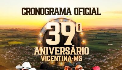 CONFIRA os horários dos shows, rodeio e cavalgada e toda programação dos 39 anos de Vicentina