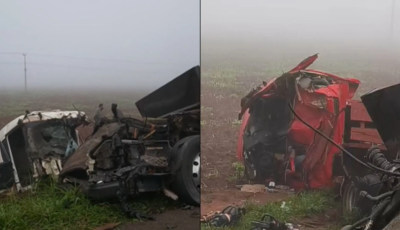 Batida entre duas carretas arranca cabines e deixa motorista morto na MS-157 em Itaporã