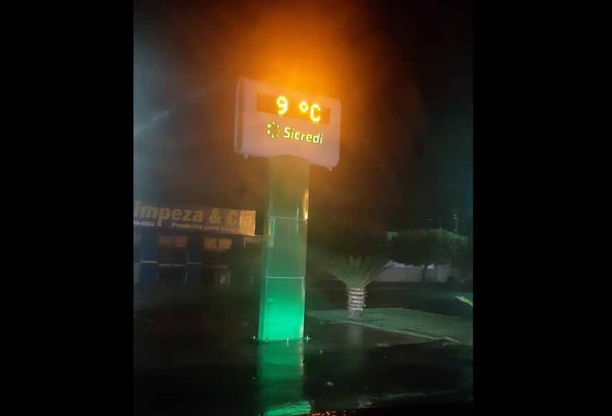 Fátima do Sul registrou 9º C no termômetro da Praça Getúlio Vargas