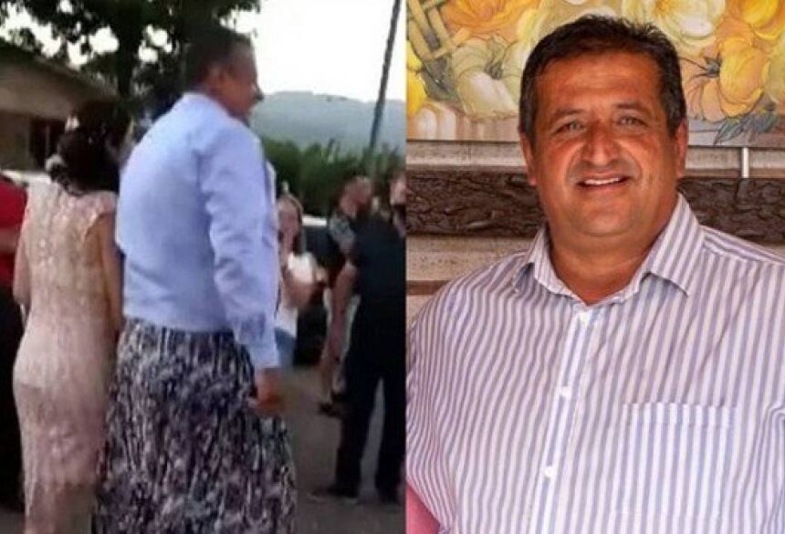 O prefeito de Mampituba (RS), Pedro Juarez da Silva (MDB), tomou posse de saia Foto: Reprodução/Redes Sociais