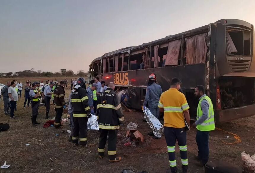 Ônibus tombou no acostamento (Foto: Reprodução/ Nova TV)