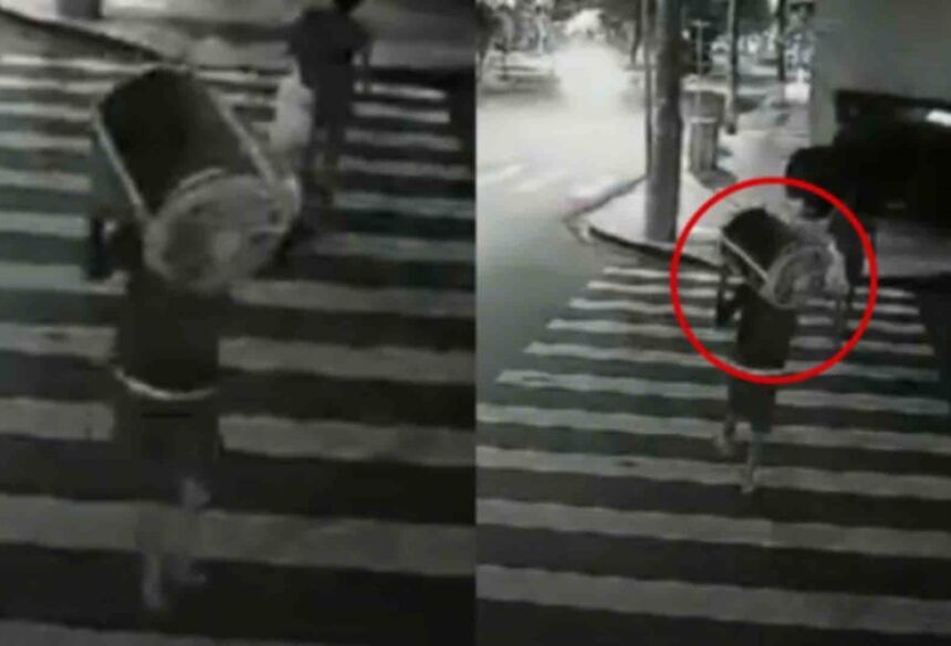 Vídeo mostra momento em que ladrão foge com o aparelho. (Reprodução)