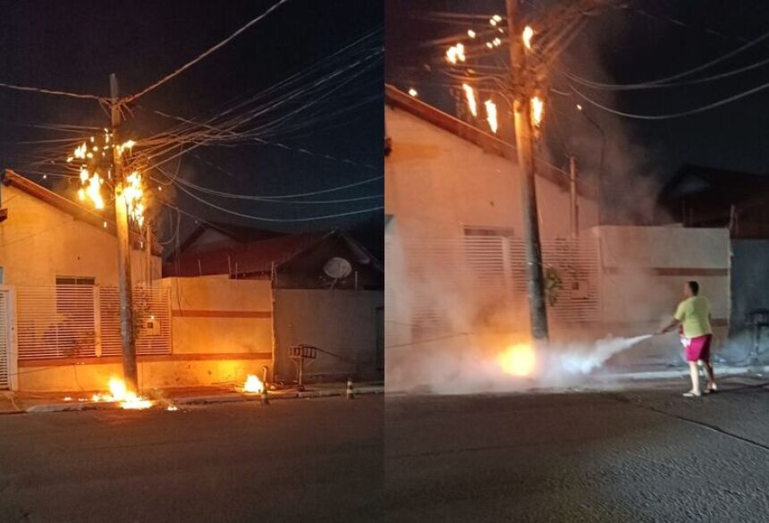 O incêndio ameaçou atingir uma casa próxima 