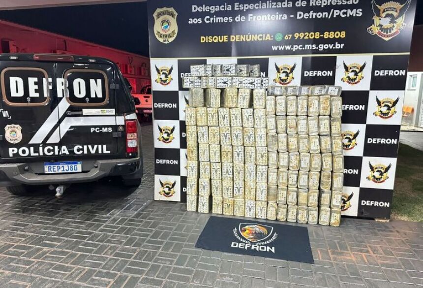 Cocaína apreendida na região de fronteira foi encaminhada à sede da DEFRON 