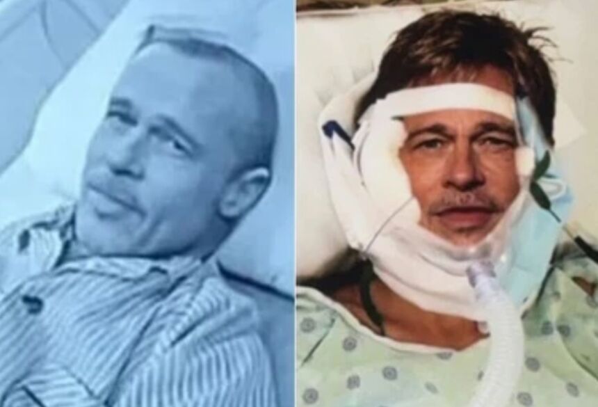 Fotos foram manipuladas para mostrar "Brad Pitt" em leito de hospital | Reprodução