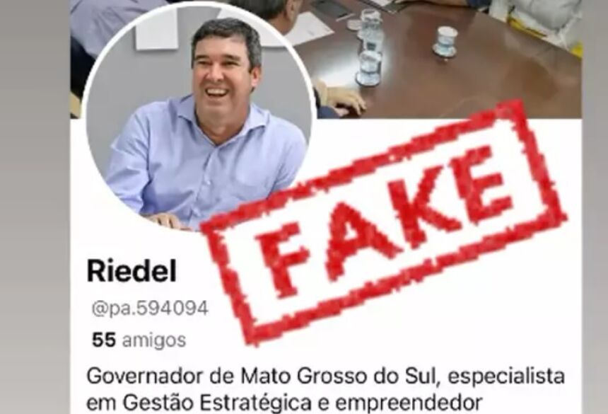 Por meio de story, governador Eduardo Riedel (PSDB) comunica que criminosos criaram perfil falso com seu nome e foto (Imagem: Reprodução/Redes sociais).