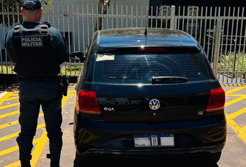 Carro foi levado para a Depac de Dourados; Foto: Divulgação/PM