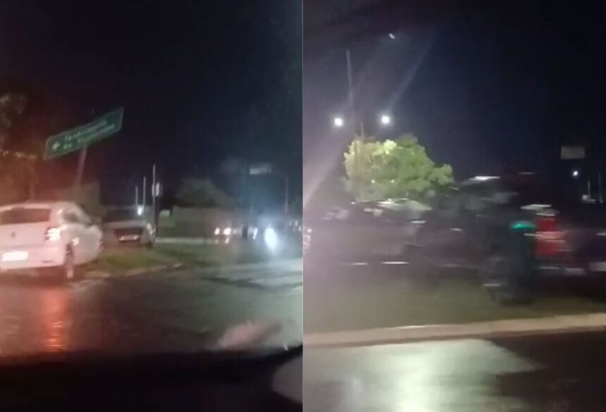 Veículos foram parar no canteiro após batida - (Imagens: Leitor Midiamax)