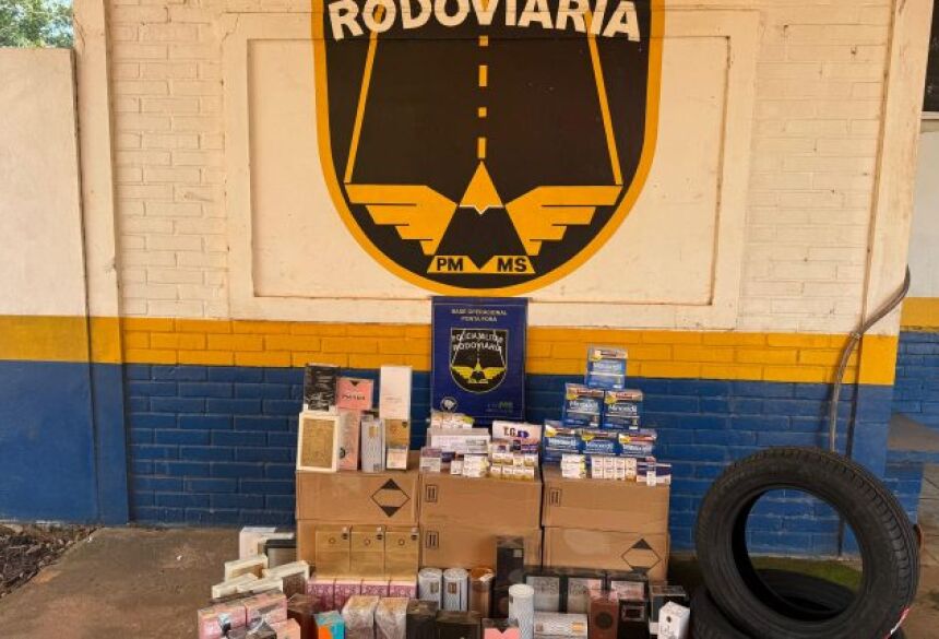 Mercadorias apreendidas pela PMR neste domingo; Foto: Divulgação/PMR