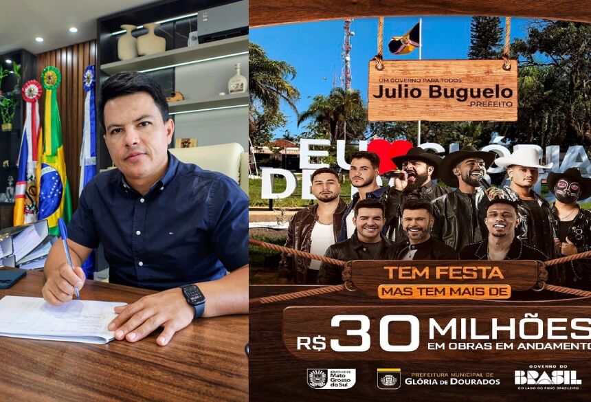 GLÓRIA DE DOURADOS - OBRAS E FESTA - Foto do prefeito: Rogério Sanches / Fátima News