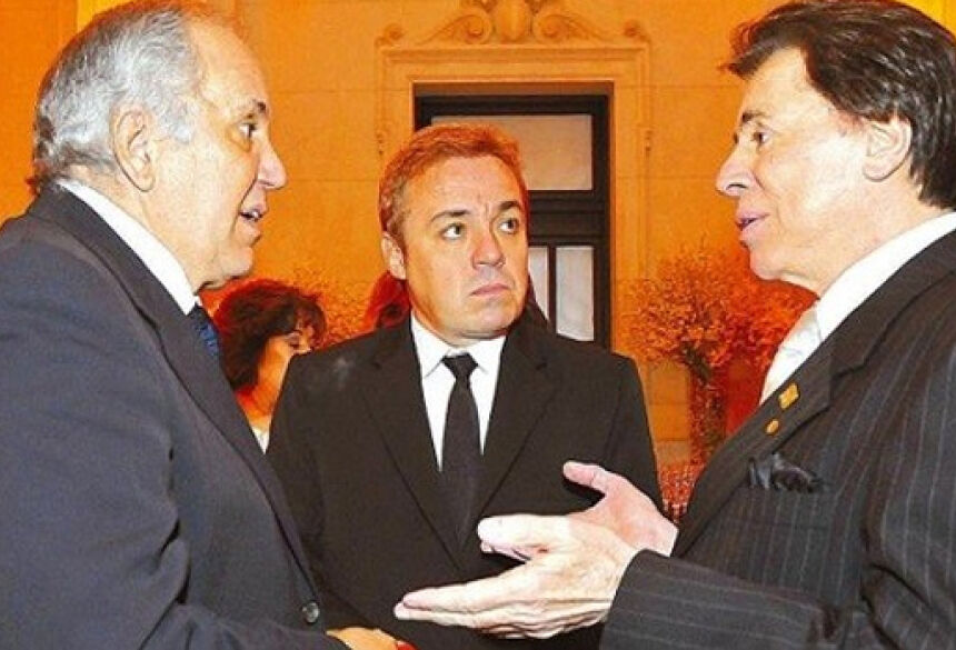 Homero Salles, Gugu Liberato e Silvio Santos na festa de 50 anos do Grupo Silvio Santos, em 2008