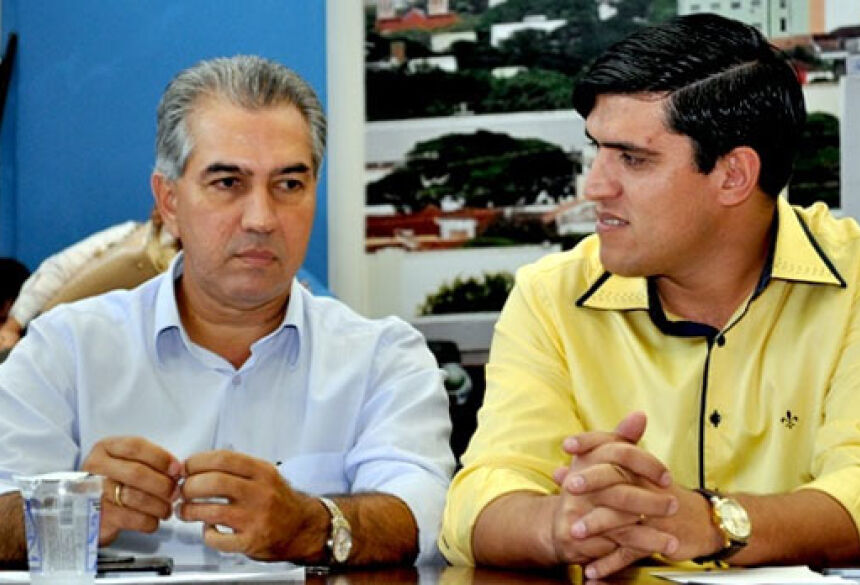 Governador, Reinaldo Azambuja e o prefeito Júnior Vasconcelos - Foto: Arquivo.