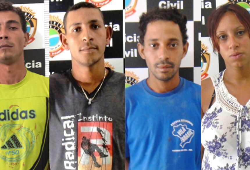 Foram presos os irmãos Reinaldo Aparecido, Aparecido Rogério, Luciano Ferreira e Daiane Graziele. FOTO: FÁTIMANEWS