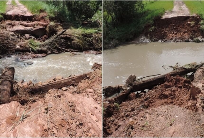 A força das águas destruiu duas pontes. Fotos: Eliton Santos.