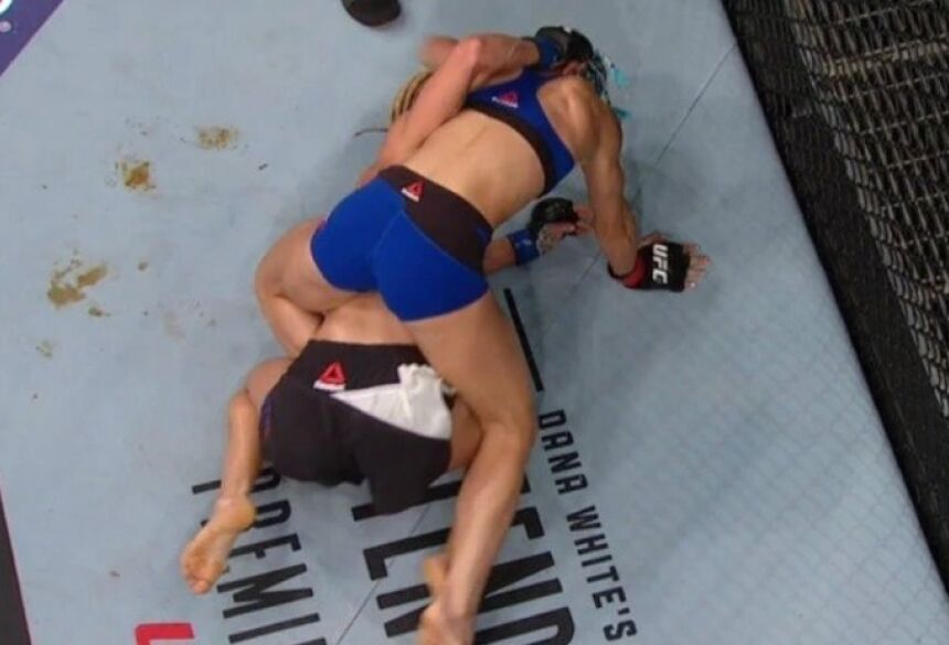 Justine Kish tentou se livrar de Felice Herrig no UFC e defecou no chão do octógono (Foto: Reprodução)