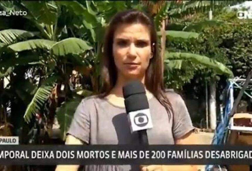 Sabina Simonato paga mico durante transmissão em canal fechado (Reprodução/Globo News)