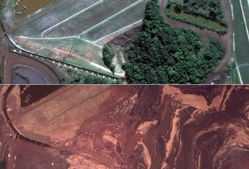 Imagens aéreas mostram antes e depois da tragédia de Brumadinho
