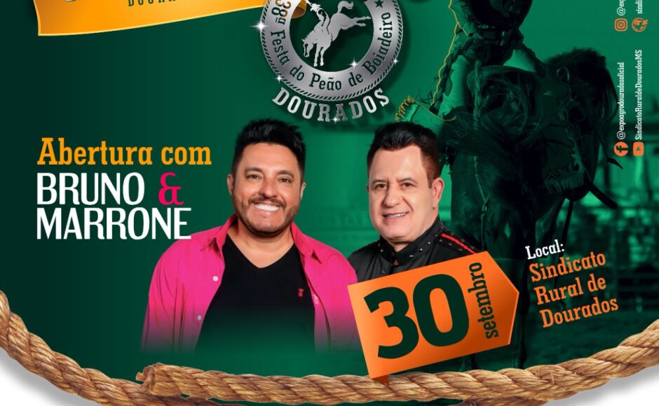 Show de Bruno e Marrone abre Semana do Peão em Dourados em Setembro, pré-vendas vai começar