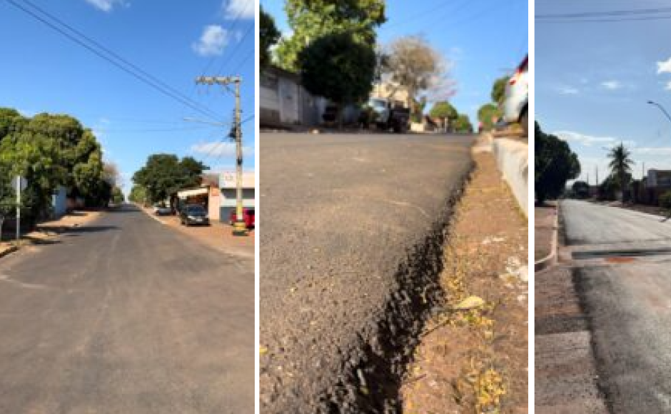 Conquista da nova gestão, ruas de Vicentina estão recebendo o recapeamento asfáltico