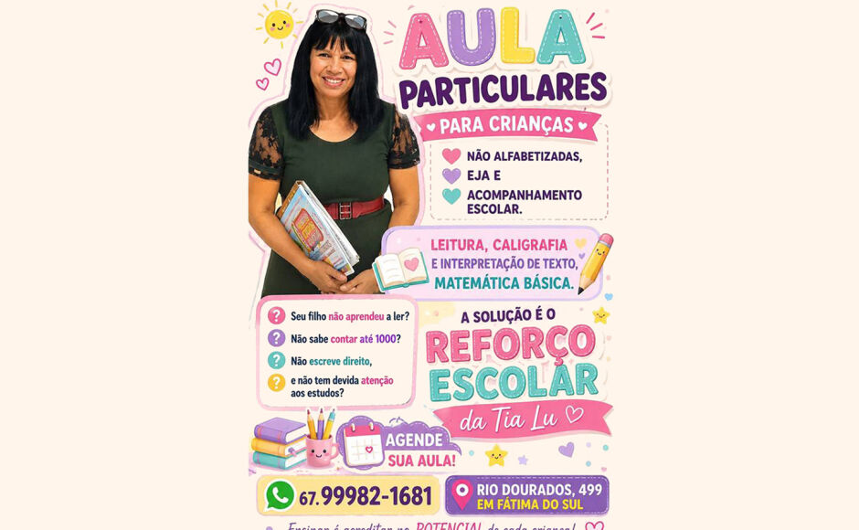 Seu filho não vai bem na escola? Aulas de reforço escolar com a Professora Luzinete