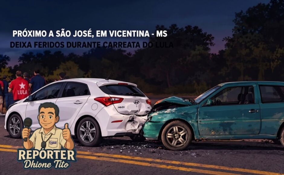 Grave acidente durante carreata em apoio a Lula deixa feridos na MS-147 na entrada São José