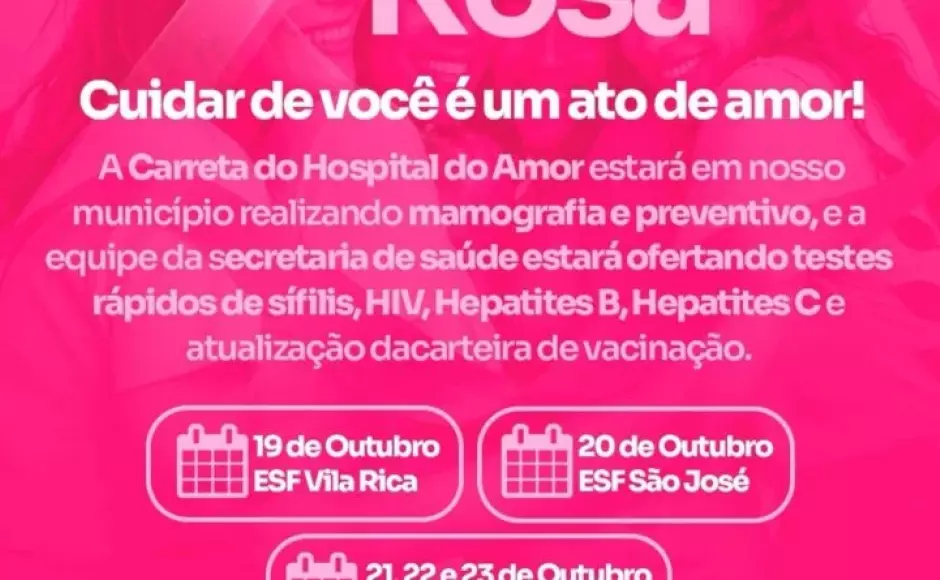 Com ação inédita nos distritos, Vicentina usa carreta contra o câncer no Outubro Rosa
