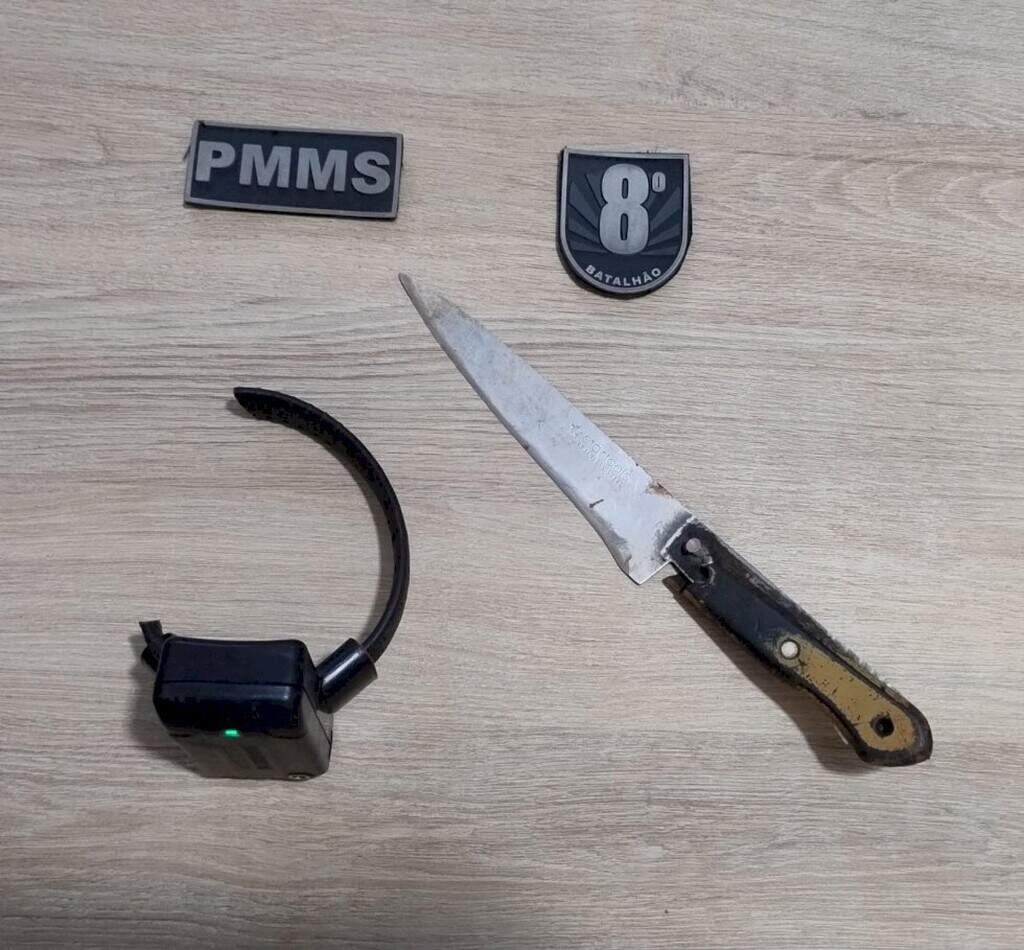 Tonozeleira cortada e aram utilizada no crime (Foto: Vale do Ivinhema)